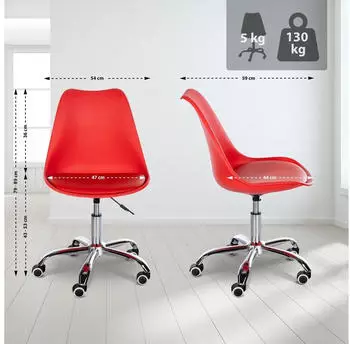 CLP Laflin Arbeitshocker Drehstuhl höhenverstellbar, Rot, Kunststoff (324828) – CLP Laflin Arbeitshocker – kompakte Unterstützung für wechselnde Arbeitspositionen