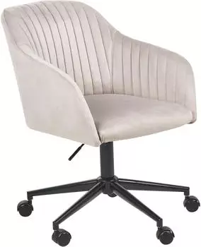 Beliani Venice B&uuml;rostuhl Samt Beige/Taupe h&ouml;henverstellbar