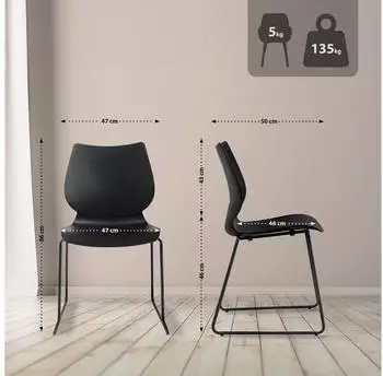 CLP Houma Stapelstuhl mit Rückenlehne, Kunststoff, schwarz (325912) – CLP Houma Stapelstuhl – Freischwinger für flexible Raumnutzung