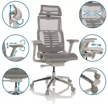 HJH Office POFIT G GEN2 Ergonomischer Bürostuhl Mesh Hellgrau (652281) – Achtstündige Arbeitsphasen ohne Kompromisse