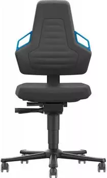 Interstuhl Nexxit Arbeitsdrehstuhl Integralschaum schwarz, Rollen, Griff blau, 450-600mm (9033-2000-3277)
