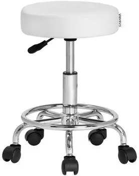 Casaria Rollhocker H&ouml;henverstellbar 51-65cm 10cm Polsterung 360&deg; Drehbar Wei&szlig; (105287)