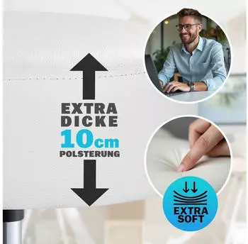 Casaria Rollhocker Höhenverstellbar 51-65cm 10cm Polsterung 360° Drehbar Weiß (105287) – Casaria Rollhocker – flexibles Sitzen mit individueller Höhenanpassung