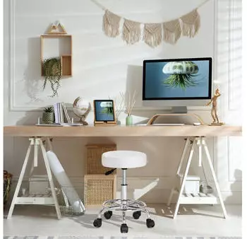 Casaria Rollhocker Höhenverstellbar 51-65cm 10cm Polsterung 360° Drehbar Weiß (105287) – Bewegungsfreiheit durch 360-Grad-Drehfunktion