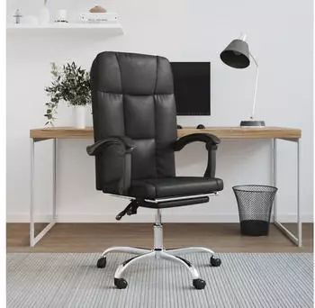 vidaXL Bürostuhl mit Liegefunktion Schwarz Kunstleder (349639) – vidaXL Bürostuhl mit Liegefunktion – flexibel zwischen Arbeit und Erholung wechseln