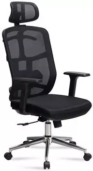 Amstyle B&uuml;rostuhl Mesh ergonomisch schwarz, Kopfst&uuml;tze & Lendenwirbelst&uuml;tze (SPM1.450)