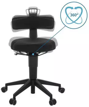 HJH Office TOP WORK FLEX Drehhocker Stoff Schwarz (925005) – HJH Office TOP WORK FLEX – dynamischer Bürohocker mit Rückenstütze