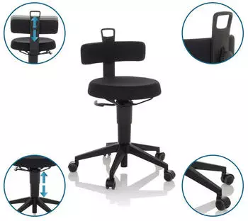 HJH Office TOP WORK FLEX Drehhocker Stoff Schwarz (925005) – Aktive Sitzhaltung durch ergonomische Beckenstütze
