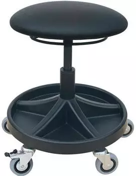 Lotz Lagertechnik & Arbeitsst&uuml;hle Drehhocker mit Rollen, Kunstleder schwarz, Sitzh&ouml;he 490-620mm (3528.17-FS2)