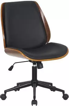 CLP Mitch Ergonomischer B&uuml;rostuhl, h&ouml;henverstellbar, drehbar, Holzschale, Nussbaum/Schwarz (322620)