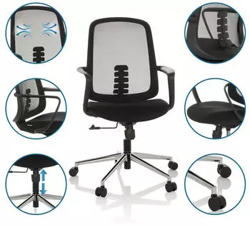 HJH Office Sediolo B Bürostuhl Mesh, Schwarz (Sediolo B) – Atmungsaktive Materialien für längere Sitzphasen