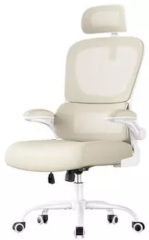 Songmics Ergonomischer B&uuml;rostuhl Netzgewebe Lendenst&uuml;tze verstellbare Kopfst&uuml;tze sandbeige (OBN041L01)