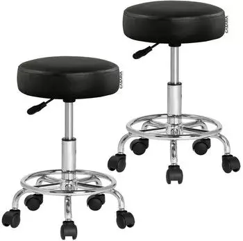 Casaria Rollhocker 2er Set, h&ouml;henverstellbar 51-65cm, 360&deg; drehbar, schwarz (4251779123155)