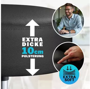 Casaria Rollhocker 2er Set, höhenverstellbar 51-65cm, 360° drehbar, schwarz (4251779123155) – Casaria Rollhocker 2er Set – flexibles Sitzen im Home-Office