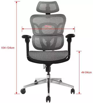 Equip Ergonomischer Bürostuhl mit Kopfstütze, 3D-Armlehnen, Grau (651050) – Equip Ergonomischer Bürostuhl – Komfort für den Arbeitsalltag