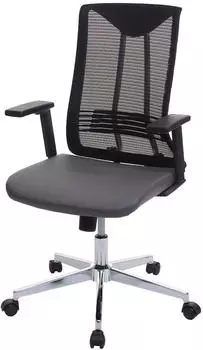 Mendler HWC-J53 B&uuml;rostuhl ergonomisch Kunstleder grau (81084)