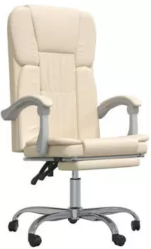 vidaXL B&uuml;rostuhl mit Liegefunktion Kunstleder Creme (349622)