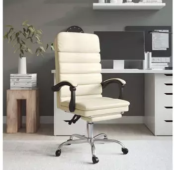 vidaXL B&uuml;rostuhl mit Massagefunktion Kunstleder, Creme (349730)