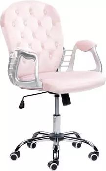 Beliani Princess B&uuml;rostuhl Samt Pastellrosa, H&ouml;henverstellbar