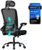 Songmics Bürostuhl ergonomisch, Mesh, Lendenstütze, Wippfunktion, klappbare Armlehnen