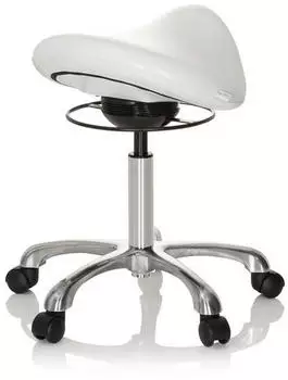 HJH Office ORTHO SIT Sattelhocker Kunstleder Schwarz/Weiß (702311) – Sitzhöhenverstellung passt sich verschiedenen Körpergrößen an