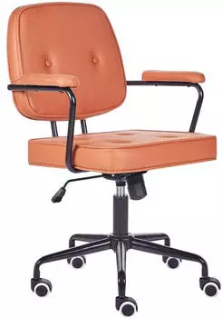 Beliani Pawnee B&uuml;rostuhl Drehstuhl Kunstleder H&ouml;henverstellbar Orange