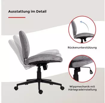 Duo Collection Tilo Drehstuhl Polyester, Grau, Sitzhöhenverstellung (36121358-0) – Mechanische Grundausstattung für aktives Sitzen