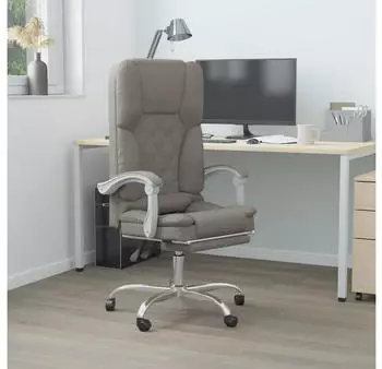 vidaXL B&uuml;rostuhl mit Massagefunktion, neigbar, Taupe Stoff (349683)