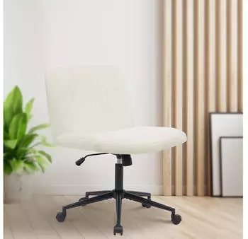 CLP Kingman Bürostuhl Samt, höhenverstellbar, creme (325351) – Samt-Material trifft auf Metallkonstruktion