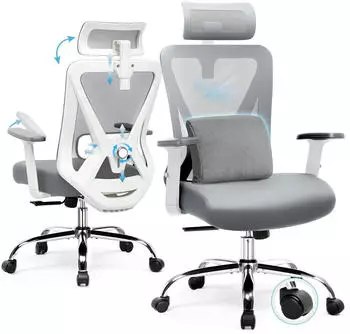 Comhoma Ergonomischer B&uuml;rostuhl 3D-Kopfst&uuml;tze & Lendenwirbelst&uuml;tze, verstellbare Armlehnen (CH226)