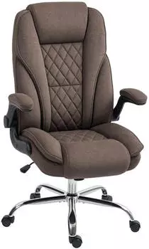 HomCom Ergonomischer Bürostuhl Velourstoff, Höhenverstellbar, Hochklappbare Armlehnen, Braun (921-799V00DR)