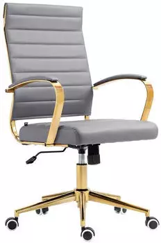 CLP Havanna B&uuml;rostuhl Kunstleder grau, Metallgestell Gold (322676)