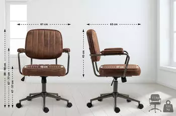 CLP Natrona Ergonomischer Bürostuhl, Höhenverstellbar, Cognac (NATR-001) – CLP Natrona Bürostuhl mit individueller Höhenanpassung
