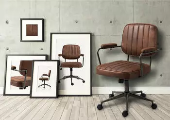 CLP Natrona Ergonomischer Bürostuhl, Höhenverstellbar, Cognac (NATR-001) – Materialkombination für Langlebigkeit und einfache Pflege
