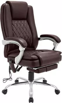CLP Rubia B&uuml;rostuhl Kunstleder, 4-Punkt-Massage, Heizung, Fu&szlig;ablage, braun (327206)