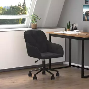 vidaXL Drehbarer B&uuml;rostuhl Samt Schwarz