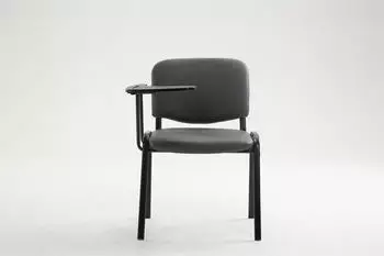 CLP Ken Besucherstuhl mit Klapptisch, Kunstleder, gepolstert, grau (191897608) – Gepolsterter Komfort mit integriertem Arbeitsbereich