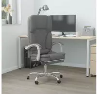 vidaXL B&uuml;rostuhl mit Massagefunktion Dunkelgrau Stoff