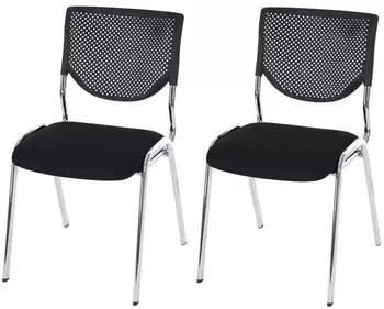 MCW Besucherstuhl H401 stapelbar Textil schwarz Füße chrom 2er-Set (H401) – MCW H401 – Stapelbarer Konferenzstuhl für flexible Raumnutzung