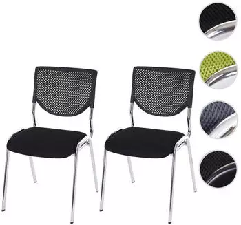 MCW Besucherstuhl H401 stapelbar Textil schwarz Füße chrom 2er-Set (H401) – Stapelfunktion erleichtert Raumorganisation im Arbeitsalltag