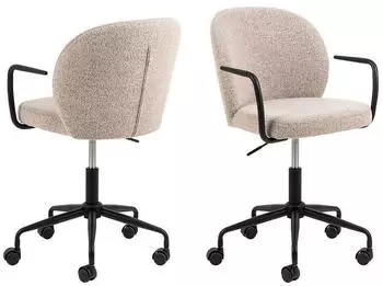 Actona Patricia Bürostuhl Bouclé Stoff, beige, drehbar – Actona Patricia Drehstuhl mit Bouclé-Bezug für den Schreibtisch