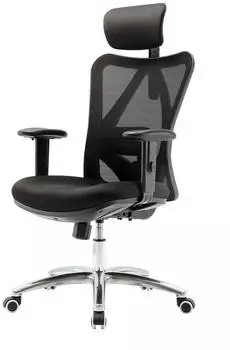 SIHOO Bürostuhl ergonomisch, verstellbare Lordosenstütze, 150kg, schwarz (86317) – SIHOO Bürostuhl mit verstellbarer Lordosenstütze