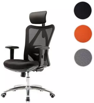 SIHOO Bürostuhl ergonomisch, verstellbare Lordosenstütze, 150kg, schwarz (86317) – Atmungsaktives Material für ganztägigen Komfort