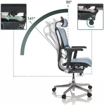HJH Office Ergohuman Slim GEN2 Chefsessel ergonomisch Netzstoff Blau (652291) – HJH Office Ergohuman Slim GEN2 – Netzstoff für ganztägigen Komfort