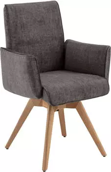 K+W Komfort & Wohnen Drehstuhl mit Armlehnen, 360&deg; Drehfunktion, Holzuntergestell, grau (87708621-0)