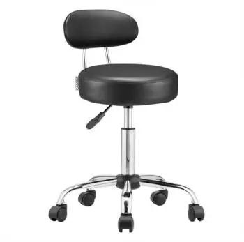 Casaria B&uuml;rohocker mit Rollen und R&uuml;ckenlehne, h&ouml;henverstellbar 46-60cm, 360&deg; drehbar, Schwarz (106567)