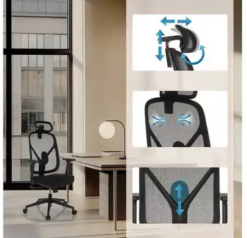 HJH Office RALOO ECO Bürostuhl ergonomisch, Netzstoff, schwarz (882002) – Atmungsaktiver Netzstoff für luftige Sitzphasen