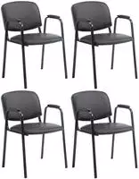 4er Set Besucherst&uuml;hle Ken Pro Kunstleder Schwarz