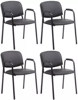 CLP Ken Pro Stapelstuhl 4er Set Kunstleder mit Armlehnen bis 150kg (319164)
