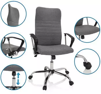 HJH Office ARTON 40 Bürostuhl Stoff, Grau (729426) – Wippmechanik für dynamisches Arbeiten